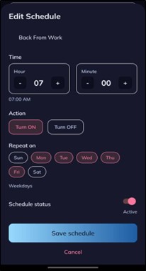 App — schedule edit