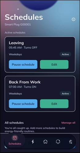 App — schedule view